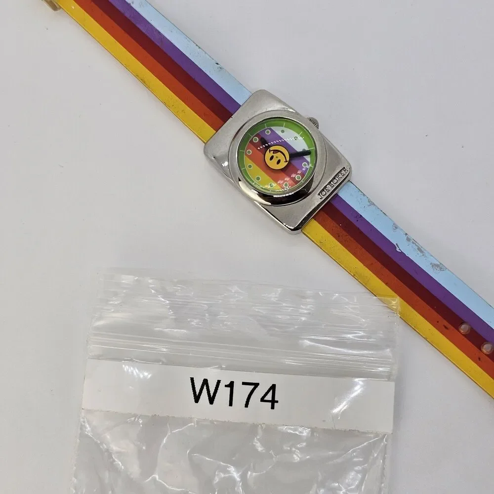 VTG Joe‎ Boxer Women's Watch 24MM Smiley Face Rainbow Plastic Bands New Battery